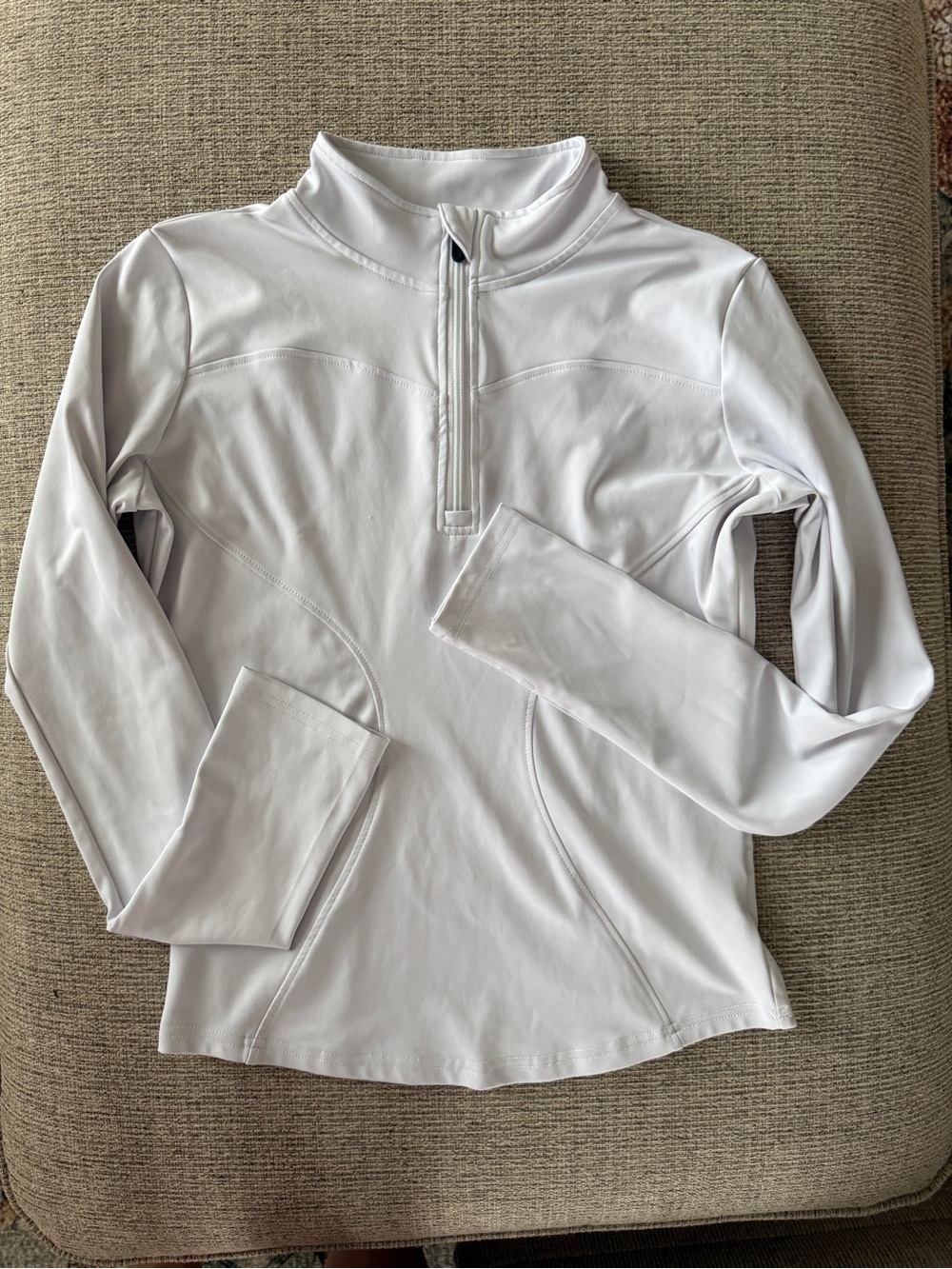 Women’s White Quarter Zip Athletic Pullover Top Size Small